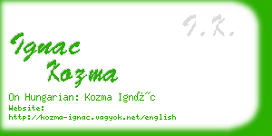 ignac kozma business card